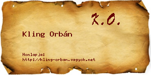 Kling Orbán névjegykártya