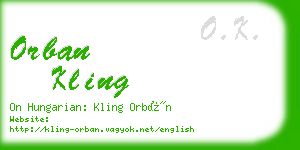 orban kling business card